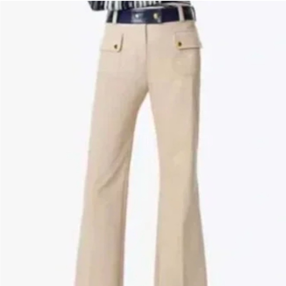 Tory Burch Tan Cargo Pants with Black and Gold Accents